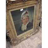 Victorian tinted portrait print in swept gilt frame The-saleroom.com showing catalogue only, live