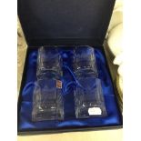 A boxed set of four Edinburgh whisky glasses, Bank of Scotland engraved The-saleroom.com showing