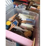 A box of dolls house furniture, dolls to include Barbie, etc. The-saleroom.com showing catalogue