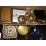 Box with compacts etc. Catalogue only, live bidding available via our website, if you require P&P