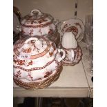 A collection of Coalport "Indian Tree Coral" crockery to include tureens, gravy boat, saucer,