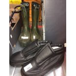 A pair of green Bridgedale wellies, size 38 and a pair of snow and ice boots. Catalogue only, live