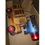 A hand made wooden truck and vintage Pifco torch Catalogue only, live bidding available via our