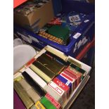 Blue plastic box of playing cards and games Catalogue only, live bidding available via our
