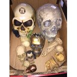 A box of composite skulls. Catalogue only, live bidding available via our website, if you require