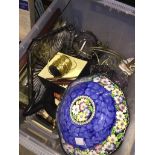Plastic box of pottery, glass etc. Catalogue only, live bidding available via our website, if you