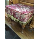 An upholstered ottoman and contents including sewing items Catalogue only, live bidding available