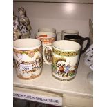 Six Wedgwood commemortaive mugs Catalogue only, live bidding available via our website, if you