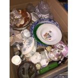 Large box of pottery and glassware Catalogue only, live bidding available via our website, if you