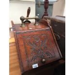 A mahogany coal scuttle and shovel Catalogue only, live bidding available via our website, if you