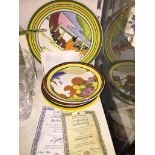 Five Wedgwood 'Bizarre' & 'Palermo' by Clarice Cliff style plates. Catalogue only, live bidding ava