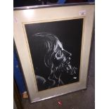Chalk portrait drawing of Jesus, indistinctly signed lower right, framed and glazed. Catalogue only,
