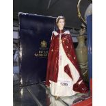 Royal worcester figure of the queen Catalogue only, live bidding available via our website, if you