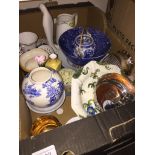 Box of ceramics inc. plates bottle coaster etc. Catalogue only, live bidding available via our