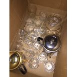 Box of glassware inc. a coffee perculator Catalogue only, live bidding available via our website, if
