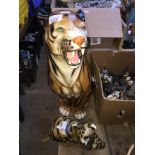 A large and small Italian ceramic tiger figures Catalogue only, live bidding available via our