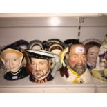 Ten Royal Doulton character jugs inc Henry VIII and wives Catalogue only, live bidding available via