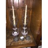 Pair of EPMS candle stands and three small tin jelly moulds Catalogue only, live bidding available