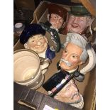 Box of Royal doulton character jugs Catalogue only, live bidding available via our website, if you