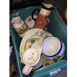Plastic tub of pottery inc. toby jug Catalogue only, live bidding available via our website, if