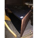 A black glass and wood tv stand Catalogue only, live bidding available via our website, if you