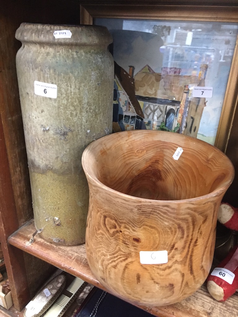 A German vase and a large treen vase Catalogue only, live bidding available via our website, if