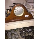 Small Edwardian inlaid mahogany mantel clock Catalogue only, live bidding available via our website,