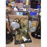 A eastern style figural table lamp and a pair of table lamps Catalogue only, live bidding