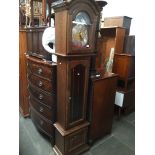 A reproduction West Minster chime grandfather clock Catalogue only, live bidding available via our