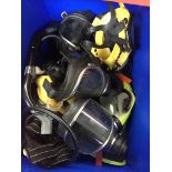 A box of misc diving masks and other equipment. Catalogue only, live bidding available via our