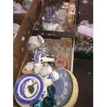 Two boxes of pottery, glassware etc. Catalogue only, live bidding available via our website, if