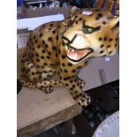 A large Italian leopard ceramic figure Catalogue only, live bidding available via our website, if