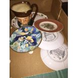 Box of plates and a Royal Dsoulton character jug Catalogue only, live bidding available via our