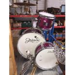 A Jasmine child's drum set. Catalogue only, live bidding available via our website, if you require