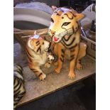 Two Italian ceramic tiger figures Catalogue only, live bidding available via our website, if you