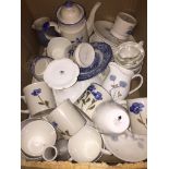 A box of pottery teaware. Catalogue only, live bidding available via our website, if you require P&P
