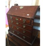 A Georgian oak bureau Catalogue only, live bidding available via our website, if you require P&P