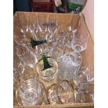 A box of drinking glasses. Catalogue only, live bidding available via our website, if you require