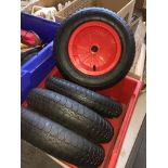A box containing 4 heavy duty wheels. Catalogue only, live bidding available via our website, if you
