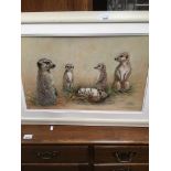 Beryl Masterson, Meerkats, acrylic on board, signed lower right, framed. Catalogue only, live