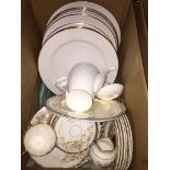 Box of pottery dinnerware and china teaware etc. Catalogue only, live bidding available via our