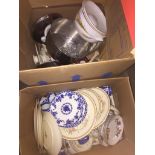 2 boxes of pottery, ceramics, kitchenware, etc. Catalogue only, live bidding available via our
