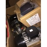 A box of electric motors and chucks + other bits Catalogue only, live bidding available via our