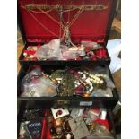 A jewellery box containing quantity of costume jewellery, etc. Catalogue only, live bidding