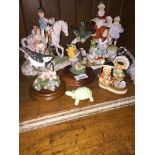 Porcelain birds and figures inc. Yardley Lavender figure group Catalogue only, live bidding