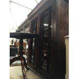 An oak glazed cabinet bookcase top with interior label - 'This bookcase was made (december 1854)