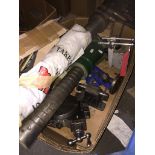 A box of lathe parts to include rotary table, shafts, etc Catalogue only, live bidding available via