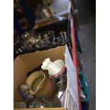 Three boxes of glassware etc. Catalogue only, live bidding available via our website, if you require