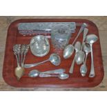 A tray of assorted hallmarked and foreign silver comprising a set of four Gorham Sterling "Orange"