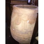 A large ceramic planter with lighting to interior Catalogue only, live bidding available via our